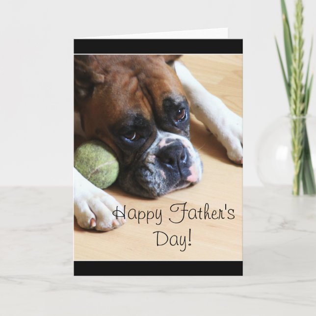 Carte de voeux heureuse de chien de boxeur de fête (Devant)
