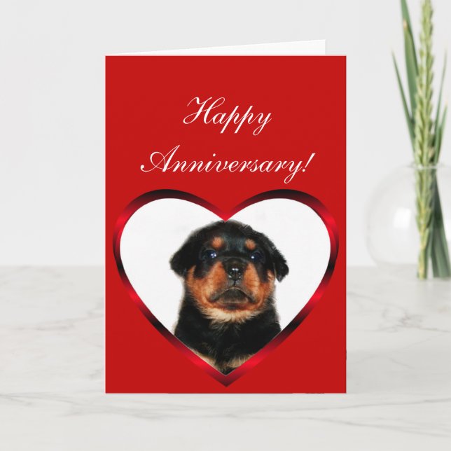 Carte de voeux heureuse de chiot de rottweiler (Devant)