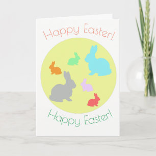 Carte de voeux heureuse de lapins de Pâques