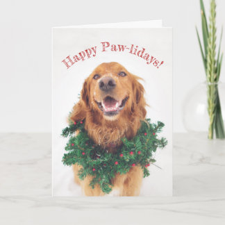 Carte de voeux heureuse de Patte-lidays de golden