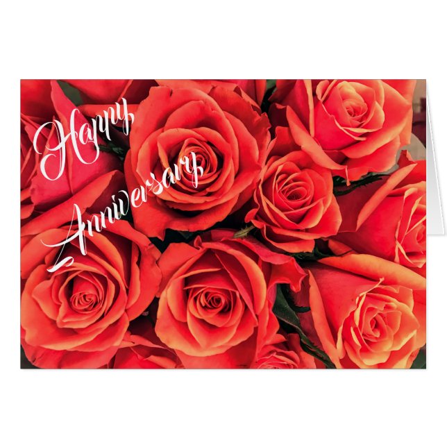 Carte de voeux heureuse personnalisée de roses (Devant horizontal)