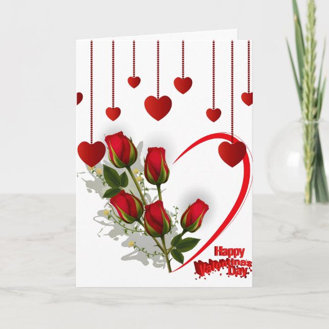 Carte de voeux Heureuse Sainte-Valentin Coeurs rou (Devant)