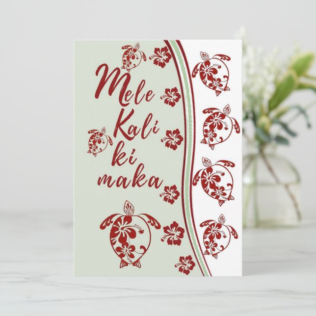 Carte de voeux Hibiscus Honu Mele Kalikimaka (Debout devant)