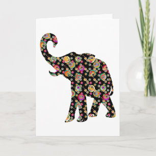 Carte de voeux Hippie Elephant