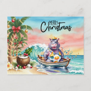 Carte de vœux Hippo Hawaii Noël 