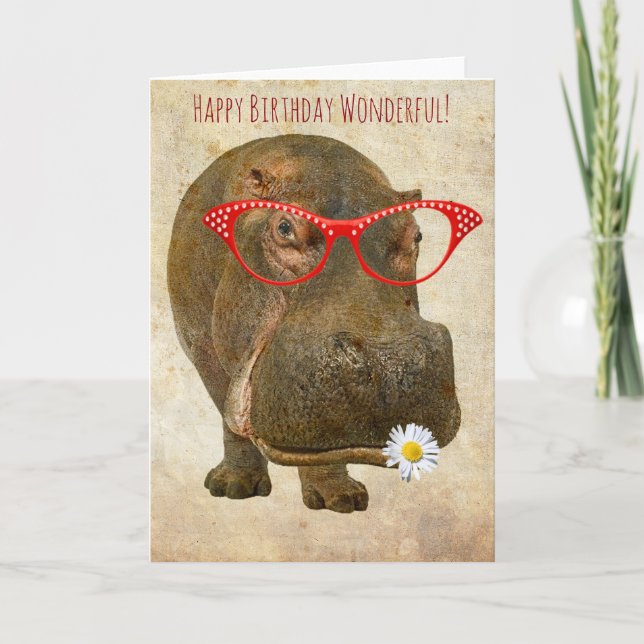 Carte de voeux Hippo la plus fine ! (Devant)