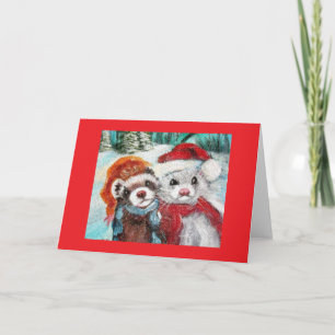Carte de vœux hivernale pour furet vierge