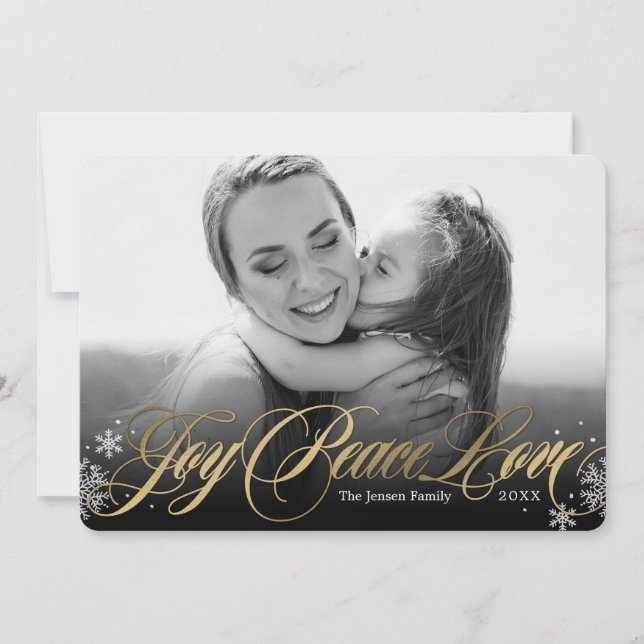 Carte de vœux hivernaux photo fête noire (Devant)