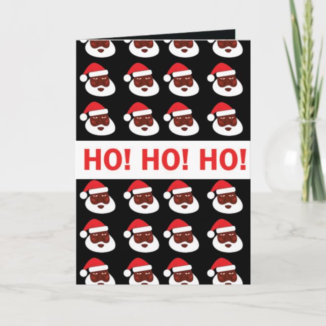 Carte de voeux Ho Ho Black Père Noël (Devant)