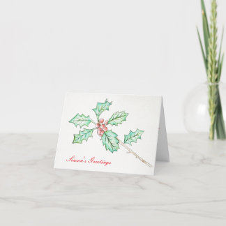 Carte de voeux Holly "Bonnes Fêtes"