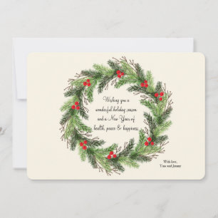 Carte de voeux Holly Wreath Holiday