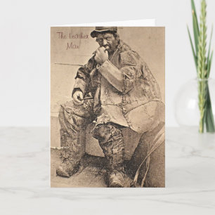 Carte de voeux Homme en cuir