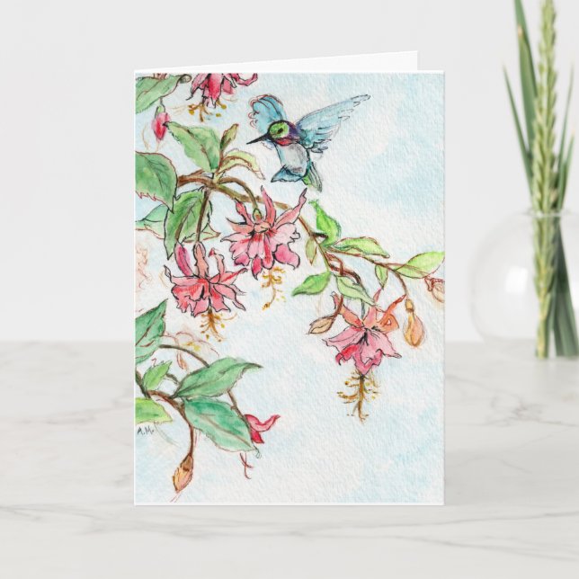 Carte de voeux Honeysuckle Hummingbird (Devant)