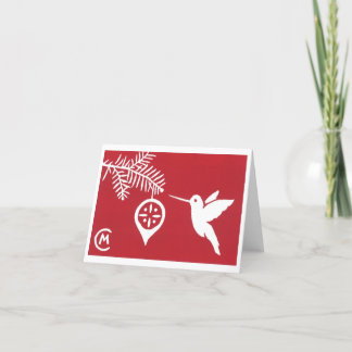 Carte de vœux Hummingbird Holiday en rouge