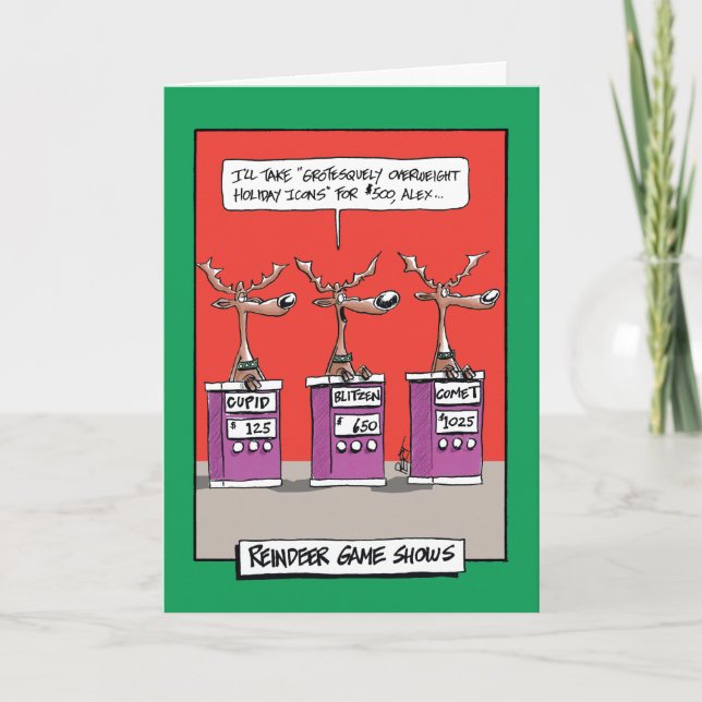 Carte de voeux Humour Reindeer Gameshow (Devant)
