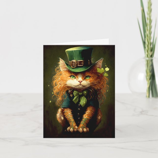 Carte de vœux illustration de chat irlandais Lepre (Devant)
