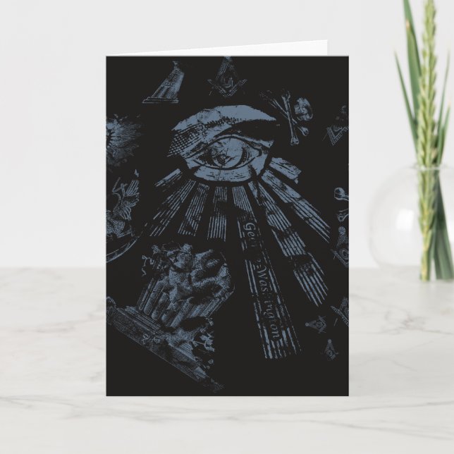 Carte de voeux Imaginaire maçonnique bleu (Devant)