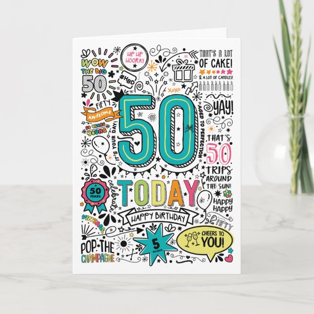 Carte de voeux imprimable pour 50e anniversaire (Devant)