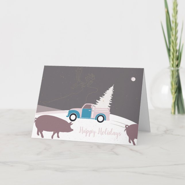 Carte de voeux inhabituelle pour Camion et Arbre d (Devant)