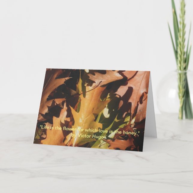 Carte de voeux inspirée de feuille d'automne (Devant)