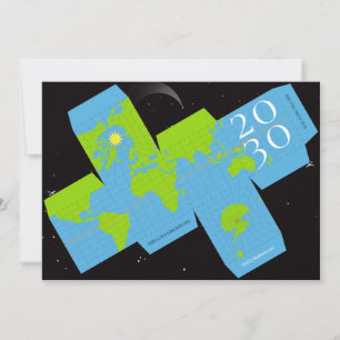 Carte de vœux interactive avec globe terrestre uni