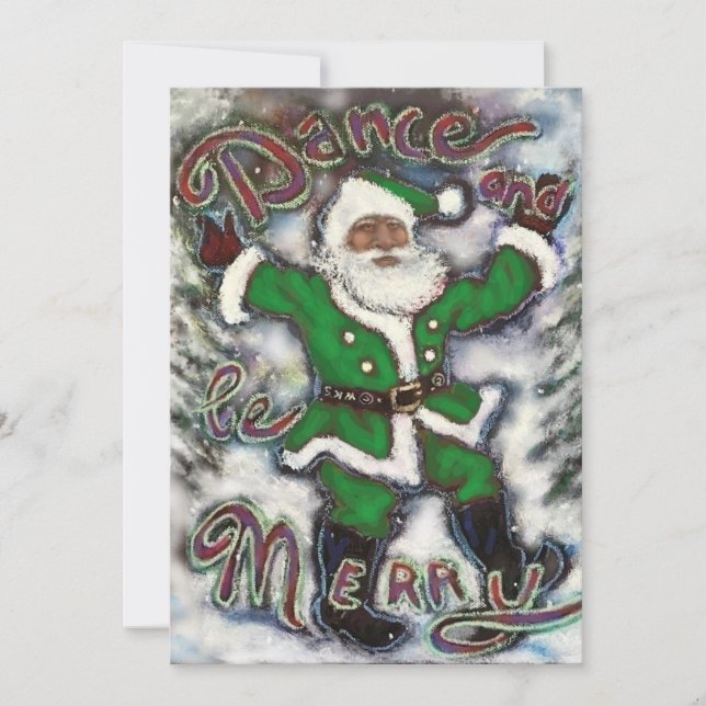 Carte de voeux/Invitation de Black Père Noël en te (Devant)
