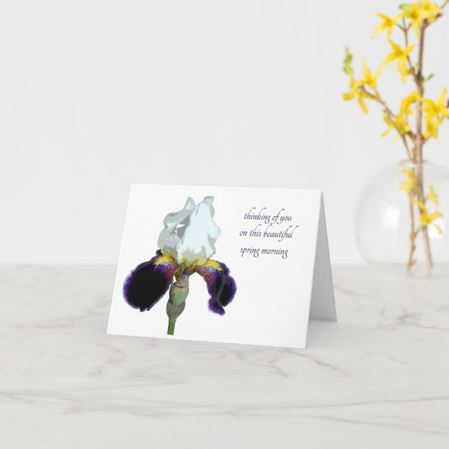 Carte de vœux Iris violet et blanc (Fleur jaune)