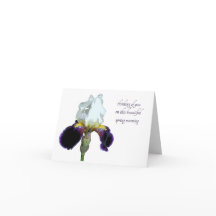 Carte de vœux Iris violet et blanc