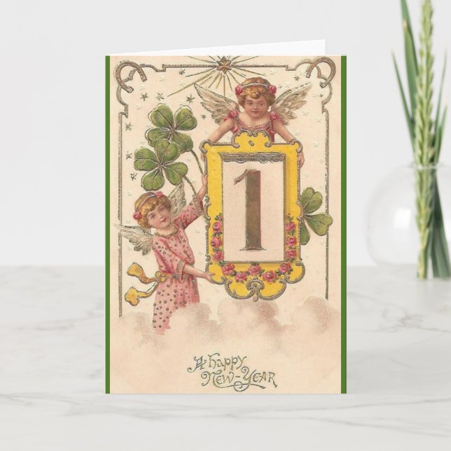Carte de voeux irlandaise victorienne de nouvelle (Devant)
