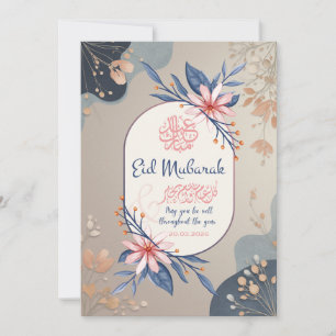 Carte de vœux islamique florale élégante pour l'Ei