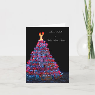 Carte de vœux italienne de sapin de Noël Trappe à 