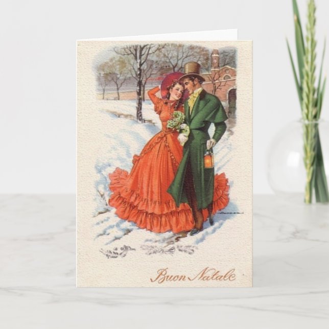Carte de voeux italienne victorienne de Noël (Devant)