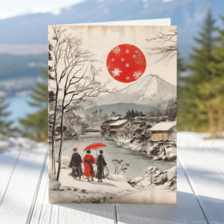 Carte de vœux japonaise antique pour les fêtes