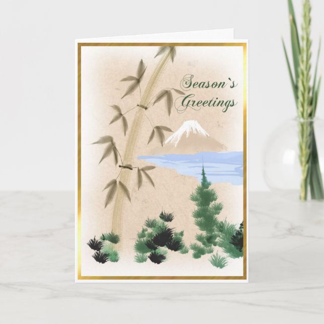 Carte de voeux japonaise de bambou et de Noël de (Devant)