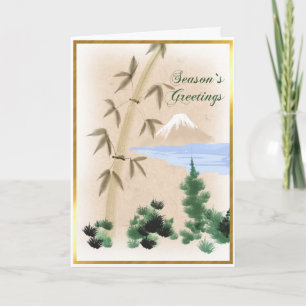 Carte de voeux japonaise de bambou et de Noël de