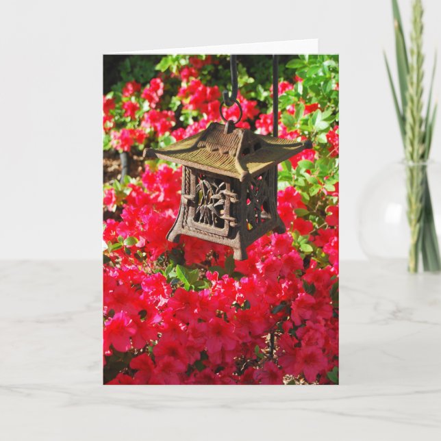 Carte de voeux Japonaise Lantern et Azaleas (Devant)