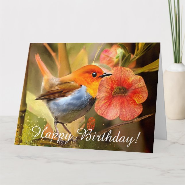 Carte de voeux japonaise Robin Custom Birthday (Devant)