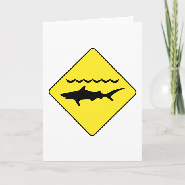 Carte de voeux jaune "requins avertisseurs" (Devant)