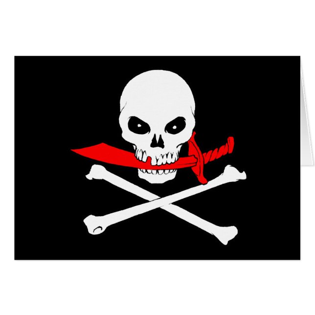 Carte de voeux jolly roger (couteaux) (Devant horizontal)