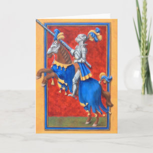 Carte de voeux joutante de chevalier médiéval