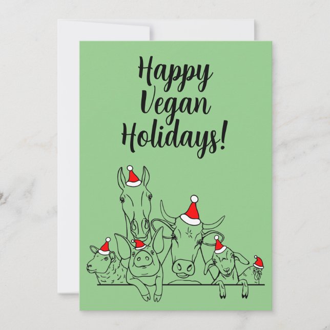 Carte de vœux joyeuses fêtes véganes (Devant)