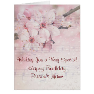 Carte de voeux Joyeux Anniversaire Cerise Fleurs