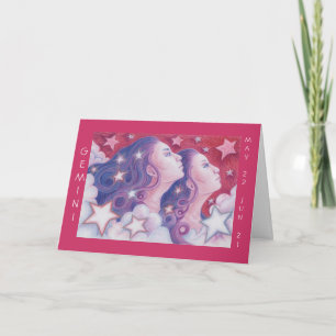 Carte de voeux 'Joyeux anniversaire' Zodiac Gemini