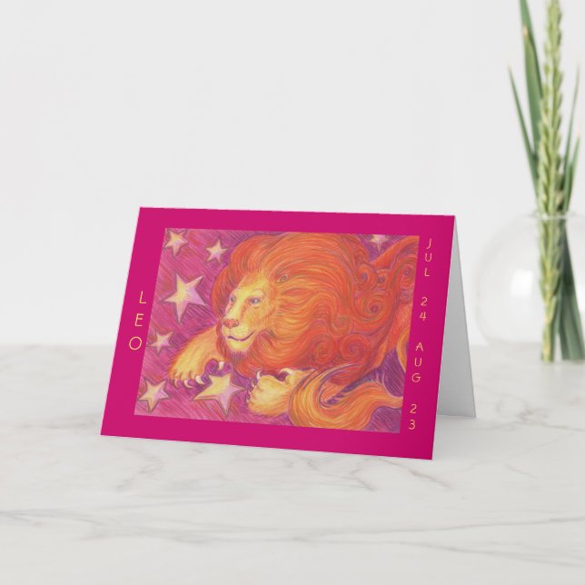 Carte de voeux 'Joyeux anniversaire' Zodiac Leo (Devant)