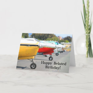 Carte de voeux Joyeux avion d'anniversaire tardif