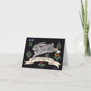 Carte de voeux Joyeux Bonne chance Rabbit Blank
