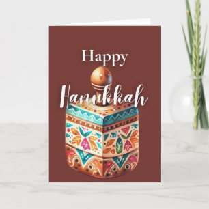 Carte de vœux joyeux Hanouka - Dreidel