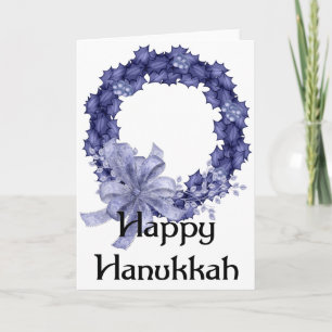 Carte de vœux Joyeux Hanukkah Couronne Bleue 1