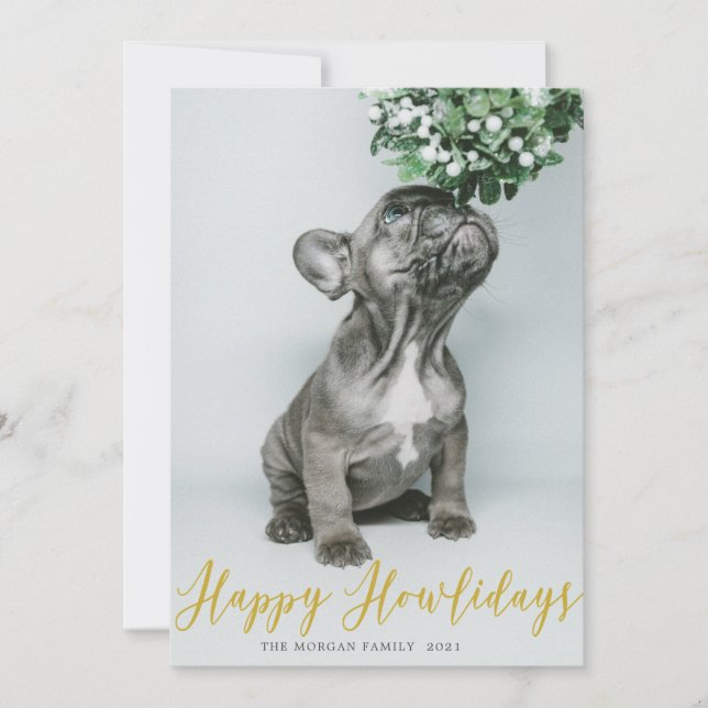 Carte de vœux Joyeux Howlidays Or ⎢ Photo (Devant)