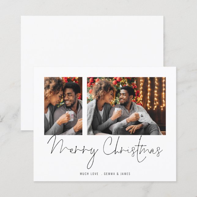 Carte de vœux Joyeux Noël avec 2 photos couple bud (Devant / Derrière)